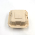 6 Zoll Einweg-Bagasse Takeaway Food Container Hamburg Box mit Deckel